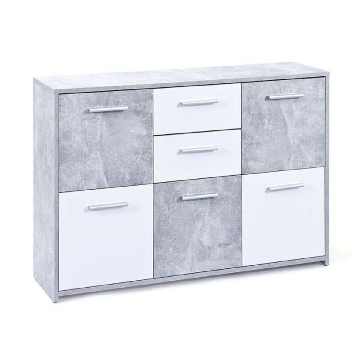 Paris Prix Commode Design 5 portes  Miller  Gris & Blanc