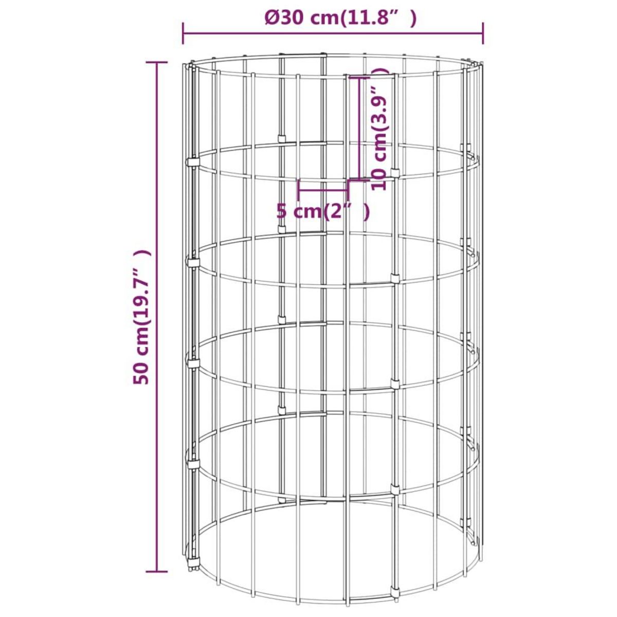 VIDAXL Poteau a gabion circulaire Acier galvanise Ø30x50 cm