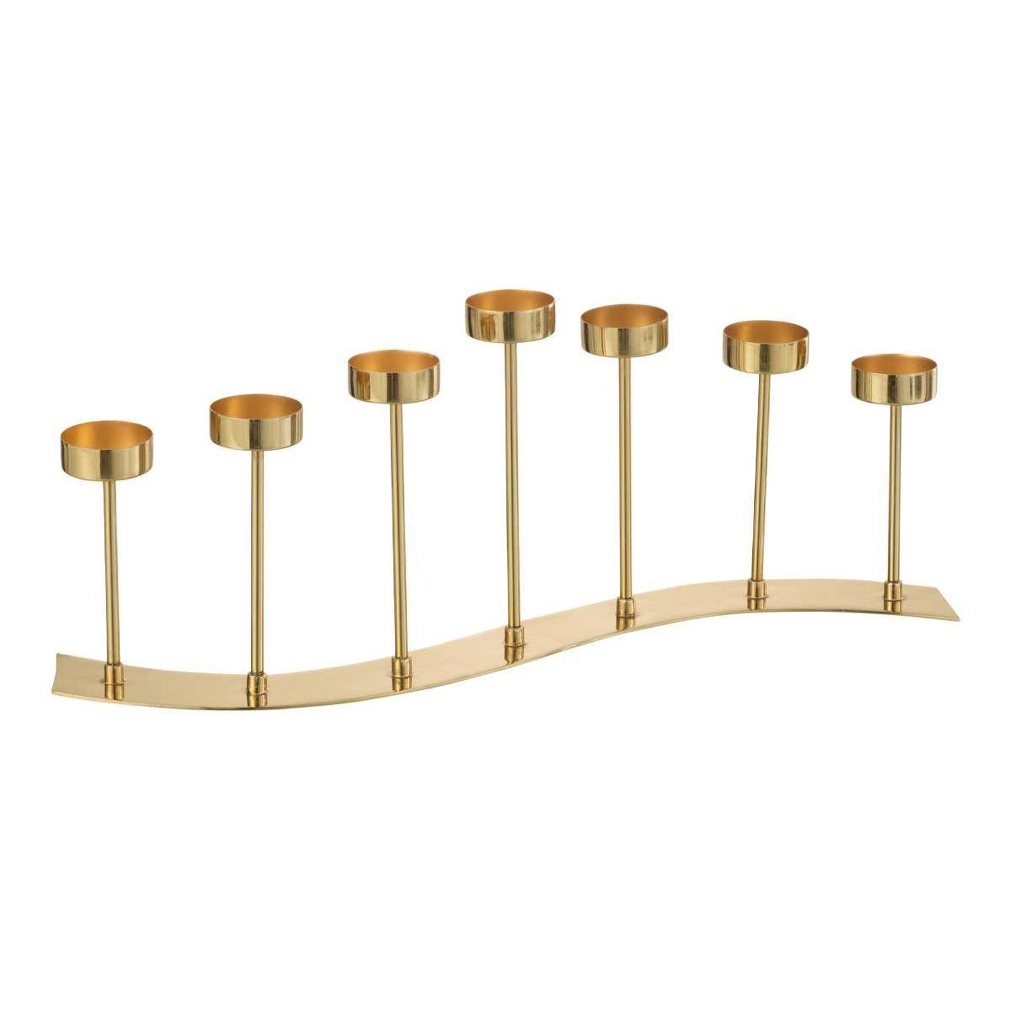 Voir la diapositive 1 : J-LINE Bougeoir Design en Métal  Courbe  48cm Or