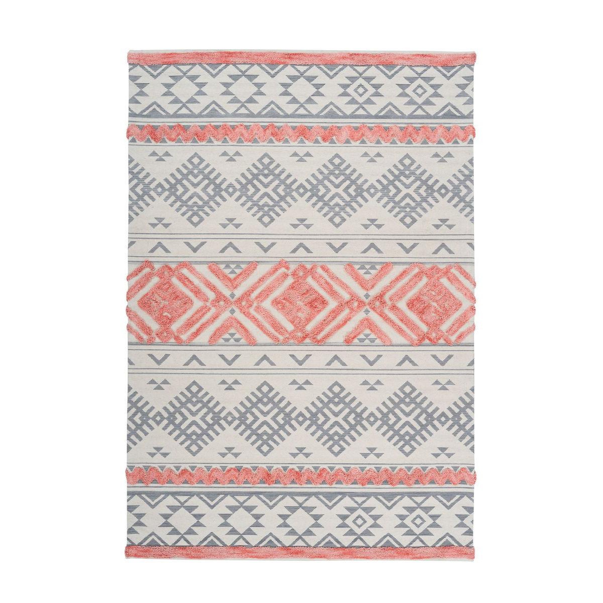 Voir la diapositive 1 : Paris Prix Tapis Jacquard à Poils Courts  Ethnie  Gris & Orange