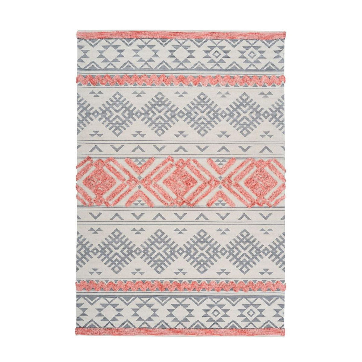 Paris Prix Tapis Jacquard à Poils Courts  Ethnie  Gris & Orange