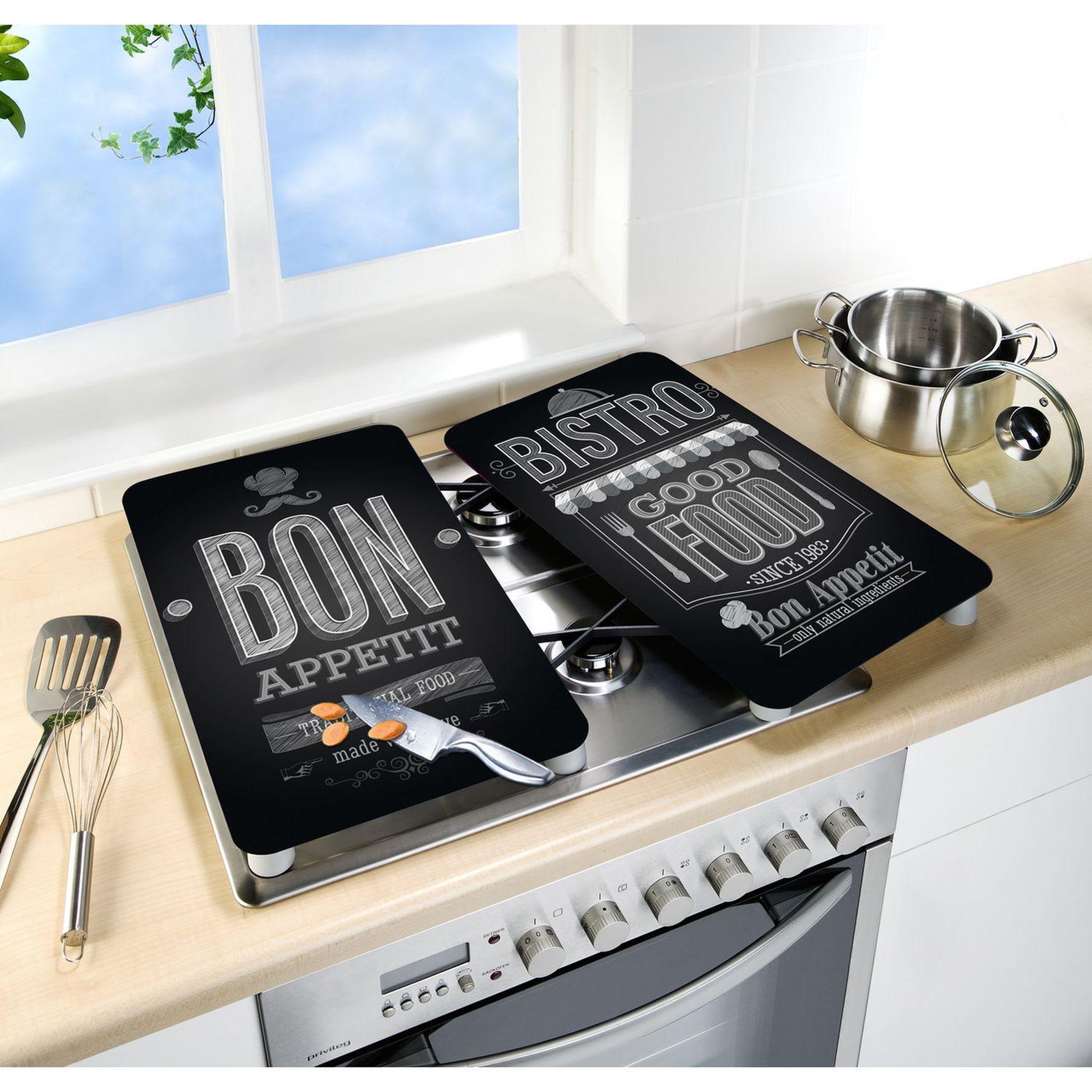 Voir la diapositive 2 : Wenko 2 Couvre-plaques universel Bistrot - 30 x 52 cm - Noir
