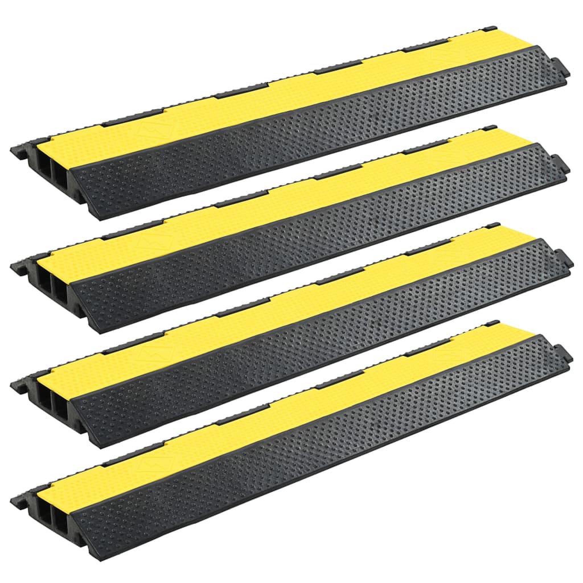 Voir la diapositive 1 : VIDAXL Rampe de protection de cable 4 pcs 2 canaux caoutchouc 101,5 cm
