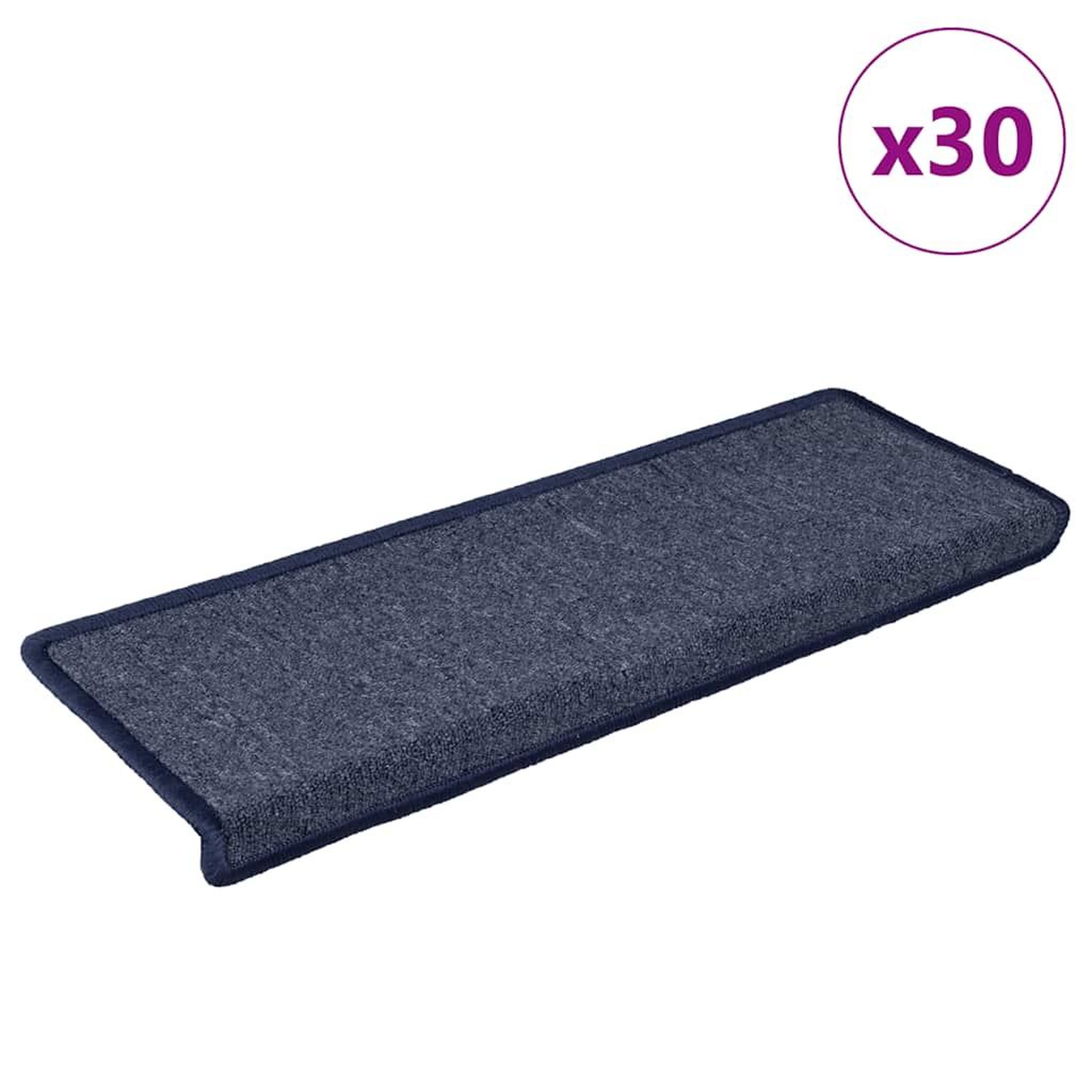 VIDAXL Tapis d'escalier 30 pcs 65x21x4 cm gris et bleu