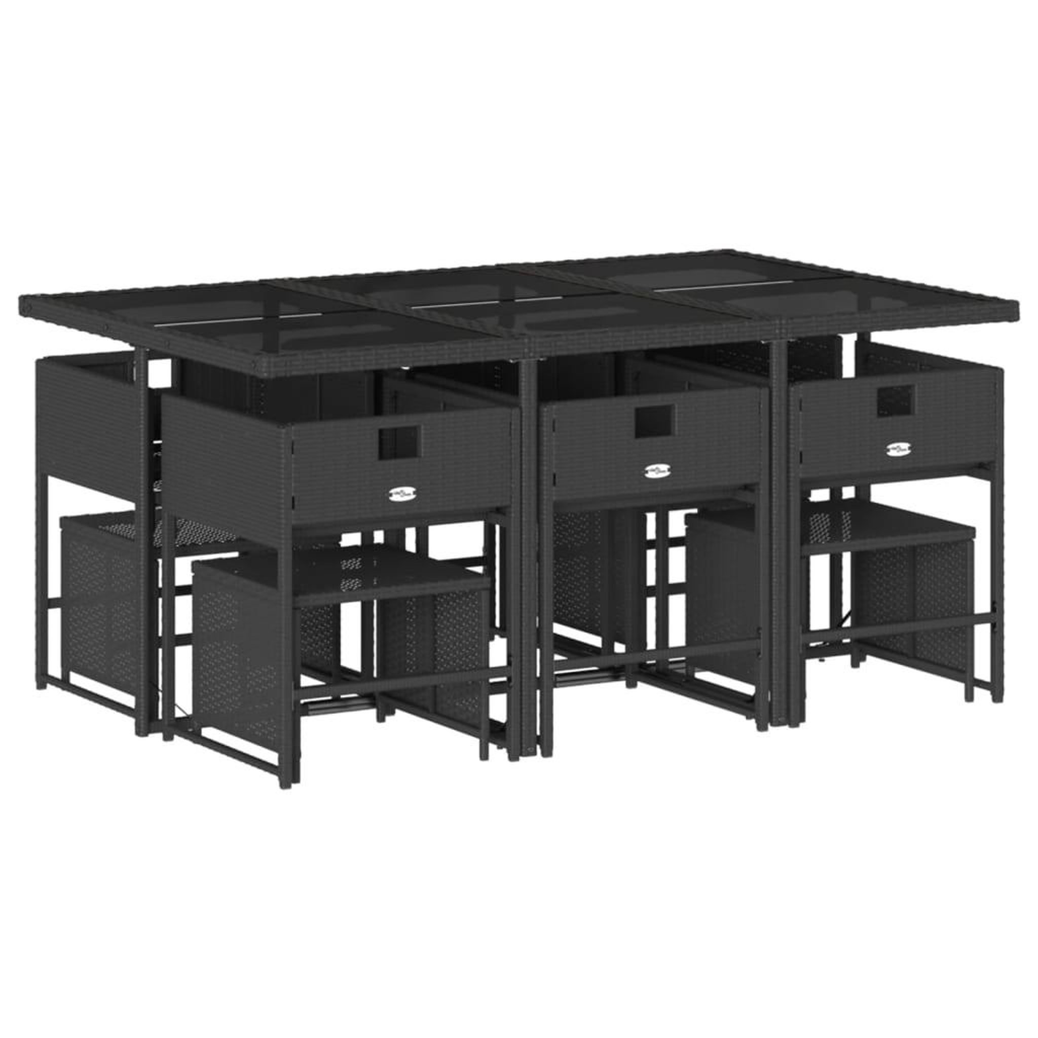Voir la diapositive 3 : VIDAXL Ensemble a manger de jardin 11 pcs coussins noir resine tressee