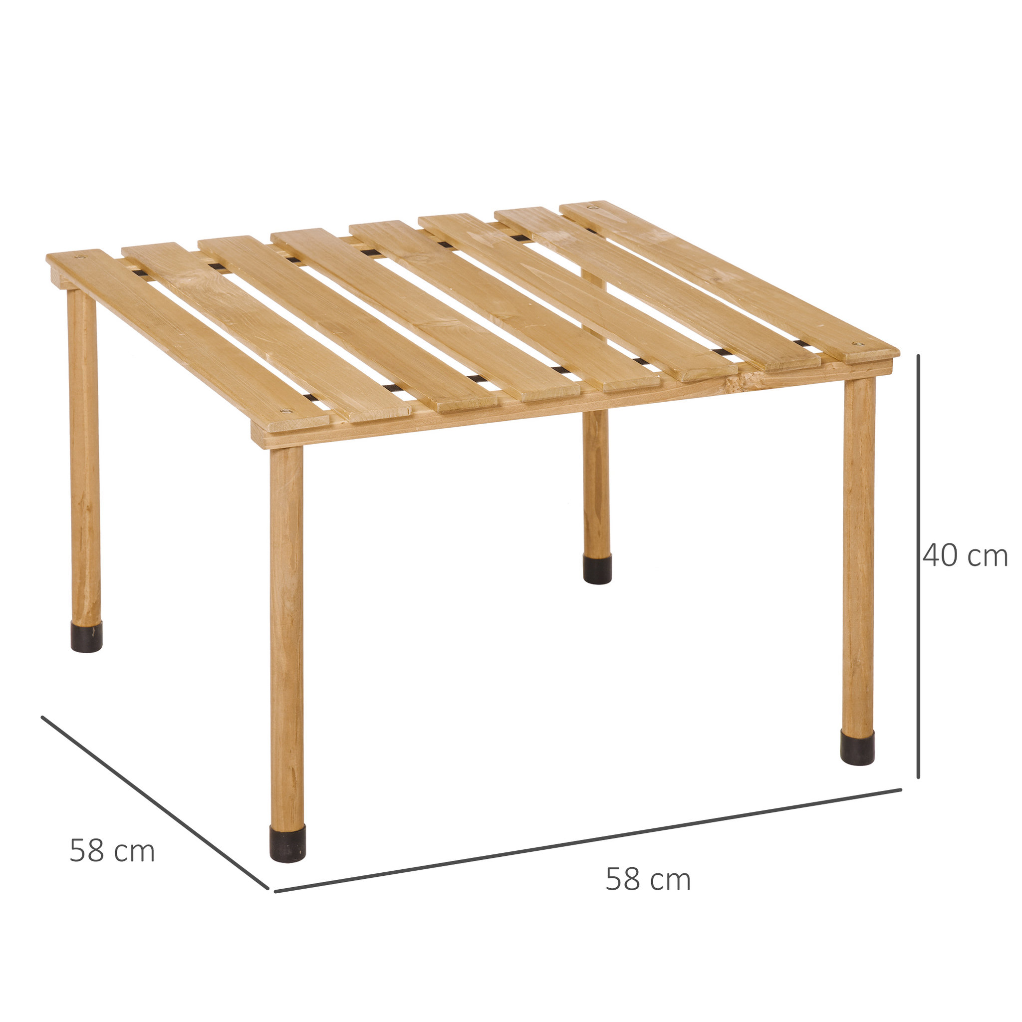 Voir la diapositive 3 : OUTSUNNY Table basse pliable de jardin camping plateau à lattes dim. 58L x 58l x 40H cm sac transport inclus bois sapin pré-huilé