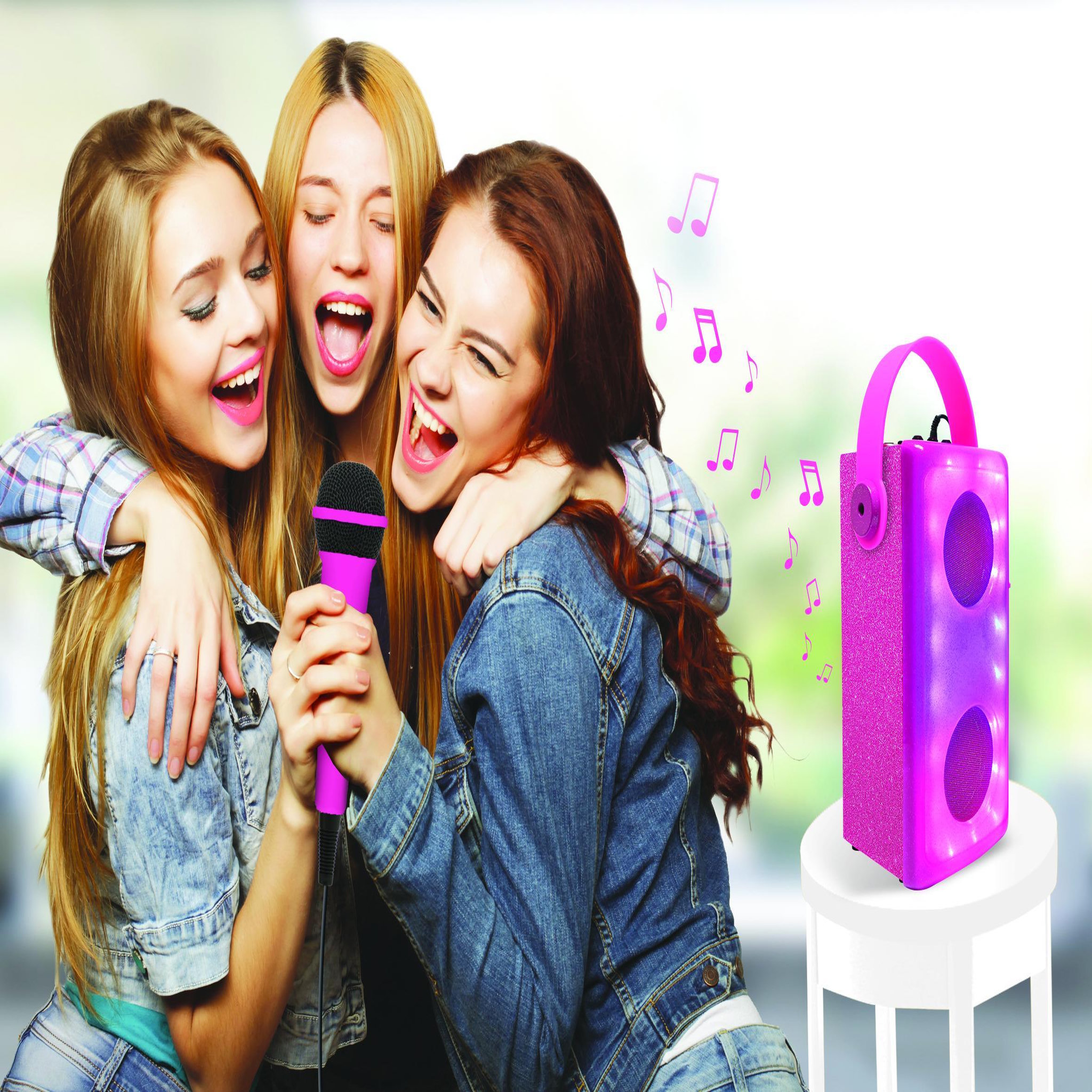 Voir la diapositive 4 : Lexibook Enceinte Bluetooth lumineuse Rose avec micro