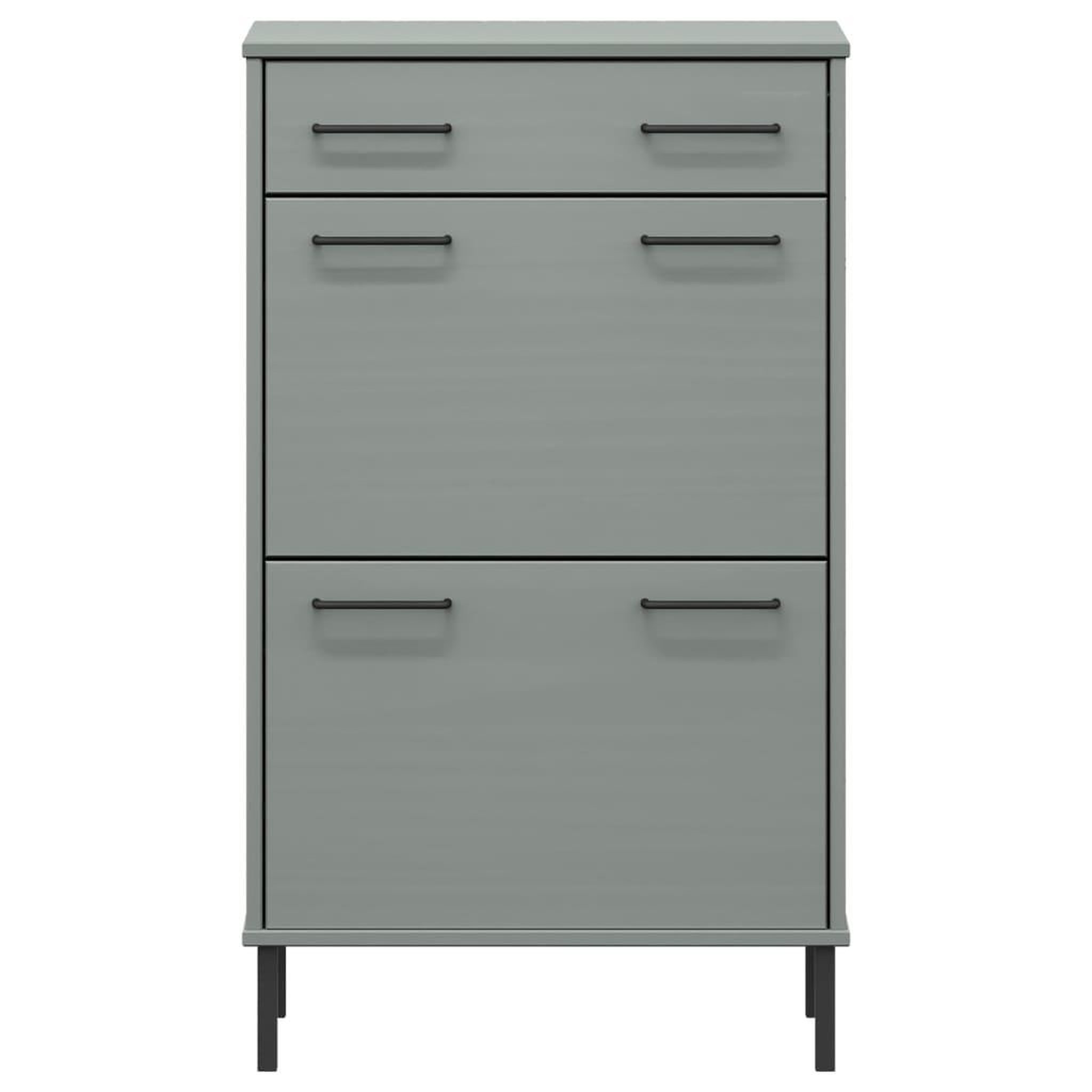 Voir la diapositive 4 : VIDAXL Etagere a chaussures et pieds en metal Gris Bois de pin OSLO