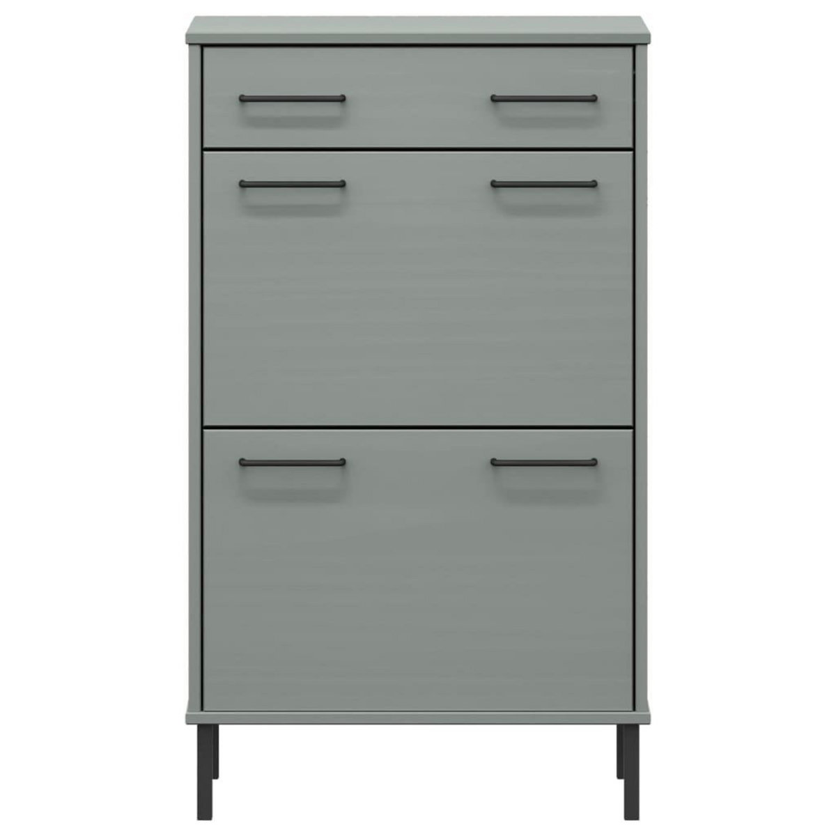 VIDAXL Etagere a chaussures et pieds en metal Gris Bois de pin OSLO