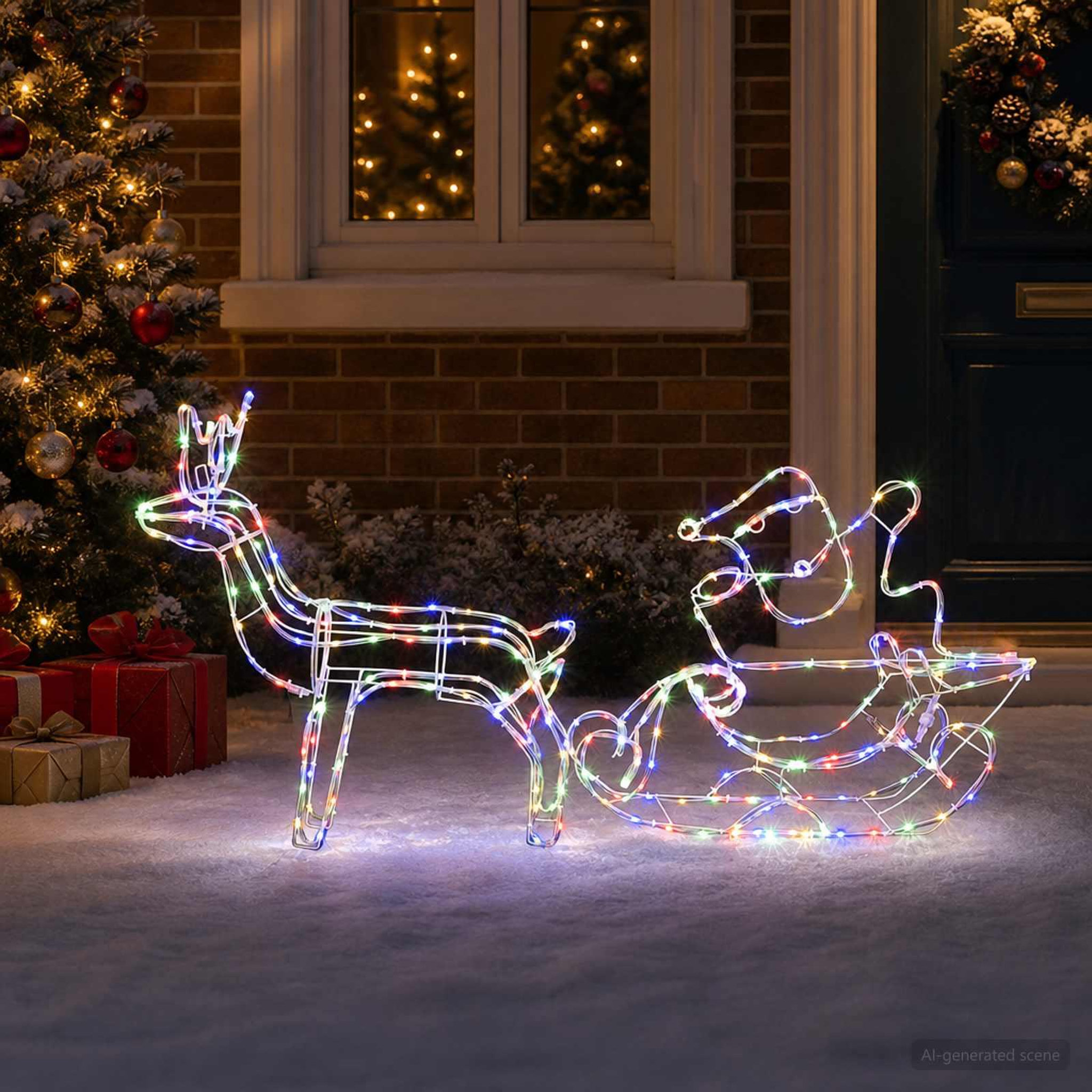 Voir la diapositive 4 : VIDAXL Decoration de Noël renne et traîneau LOVIISA 320 LED
