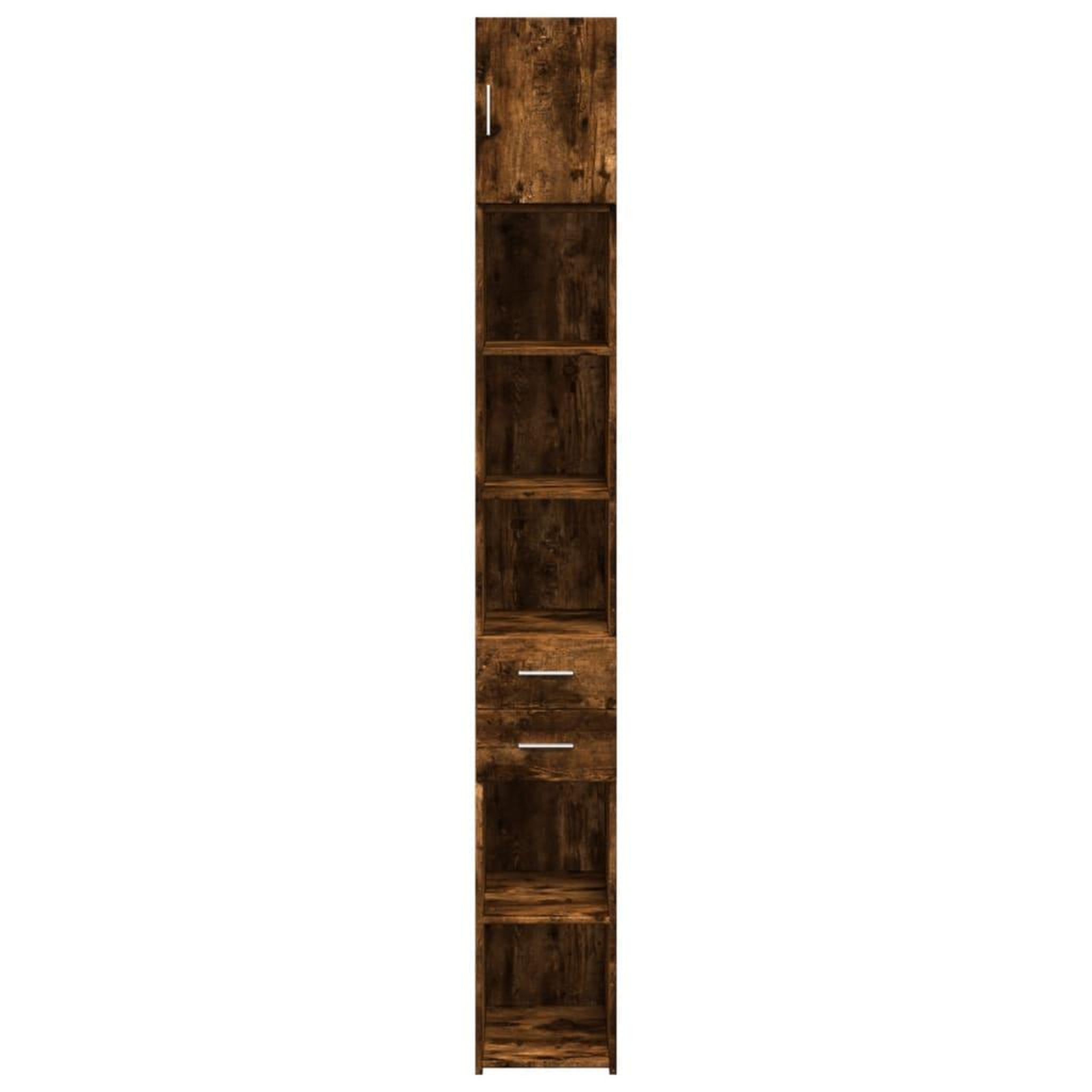 Voir la diapositive 4 : VIDAXL Armoire de rangement mince chene fume 30x42,5x225 cm