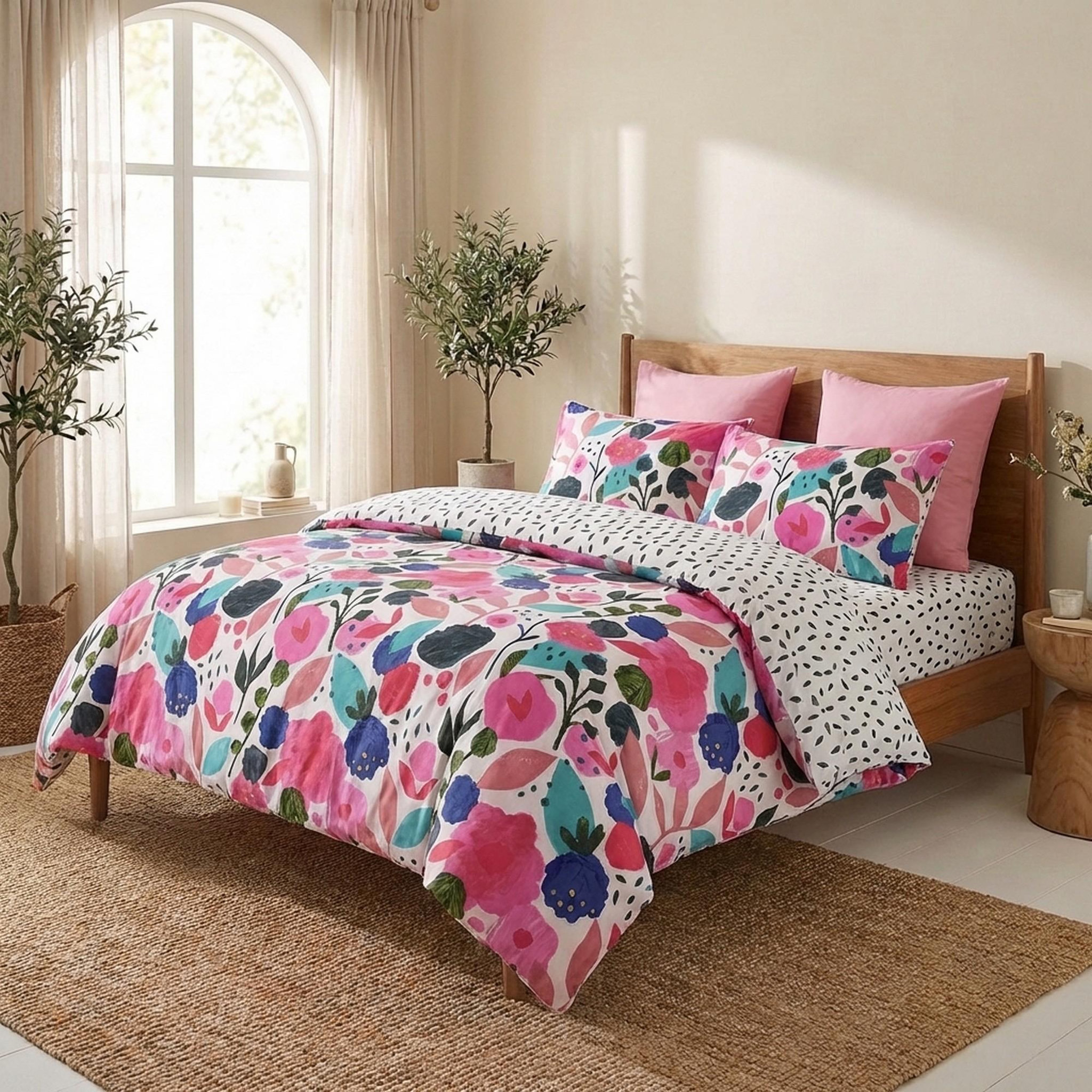 Voir la diapositive 4 : HOUSSE DE REVE Parure de lit en percale de coton floral collage - kate merritt