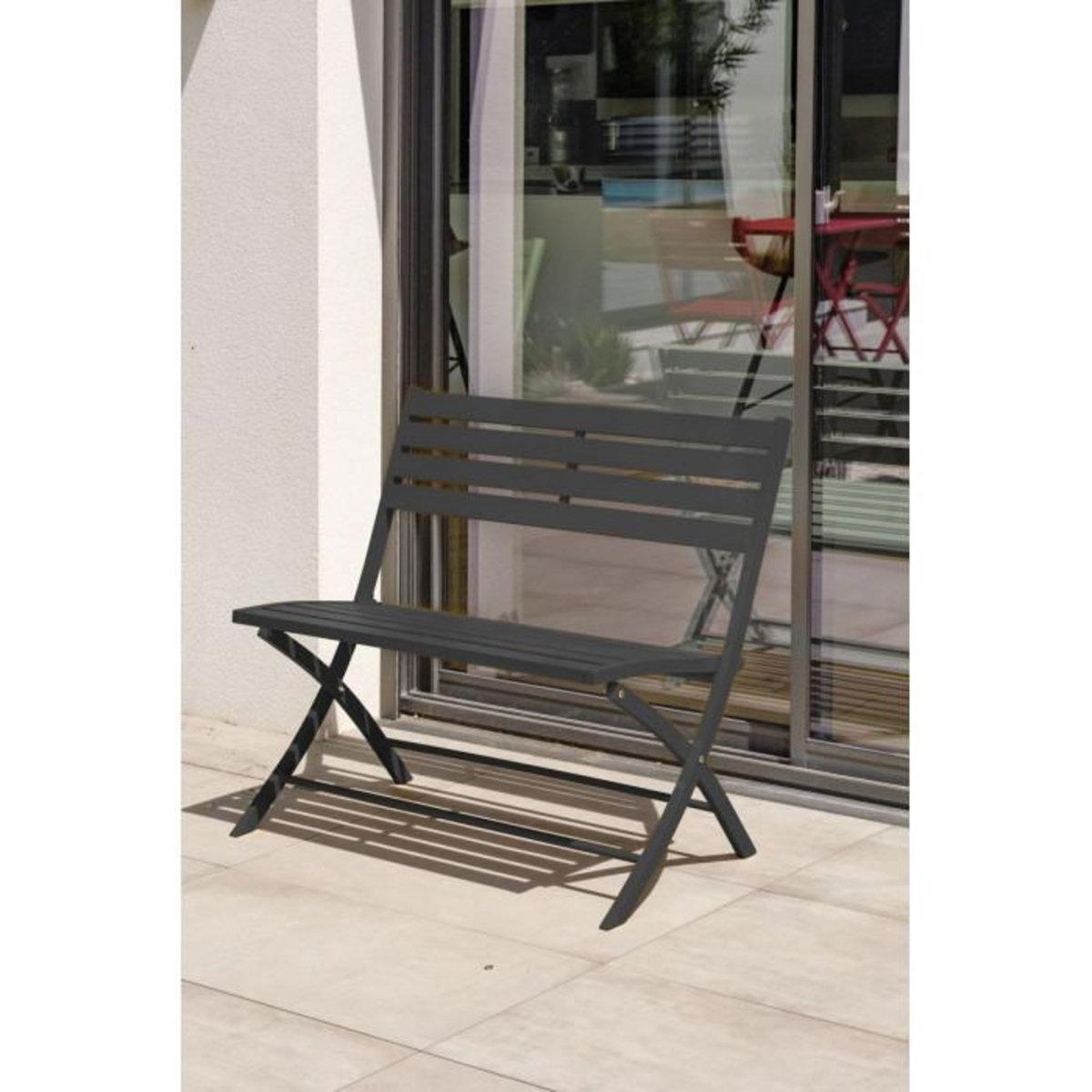 Paris Prix Banc de Jardin Pliant  Marius  95cm Gris Anthracite
