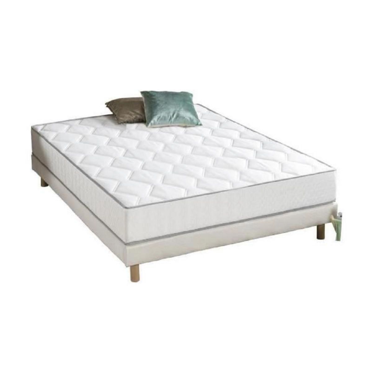 FINLANDEK Ensemble HYVYYS matelas + sommier 140 x 190 - Confort equilibre - 550 ressorts - 23 cm - FINLANDEK
