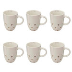 SECRET DE GOURMET Lot de 6 Mugs Coeur  The Floral  44cl Blanc
