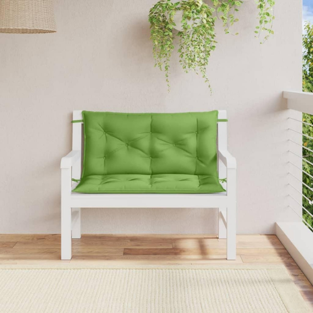 VIDAXL Coussins de banc de jardin lot de 2 vert melange tissu