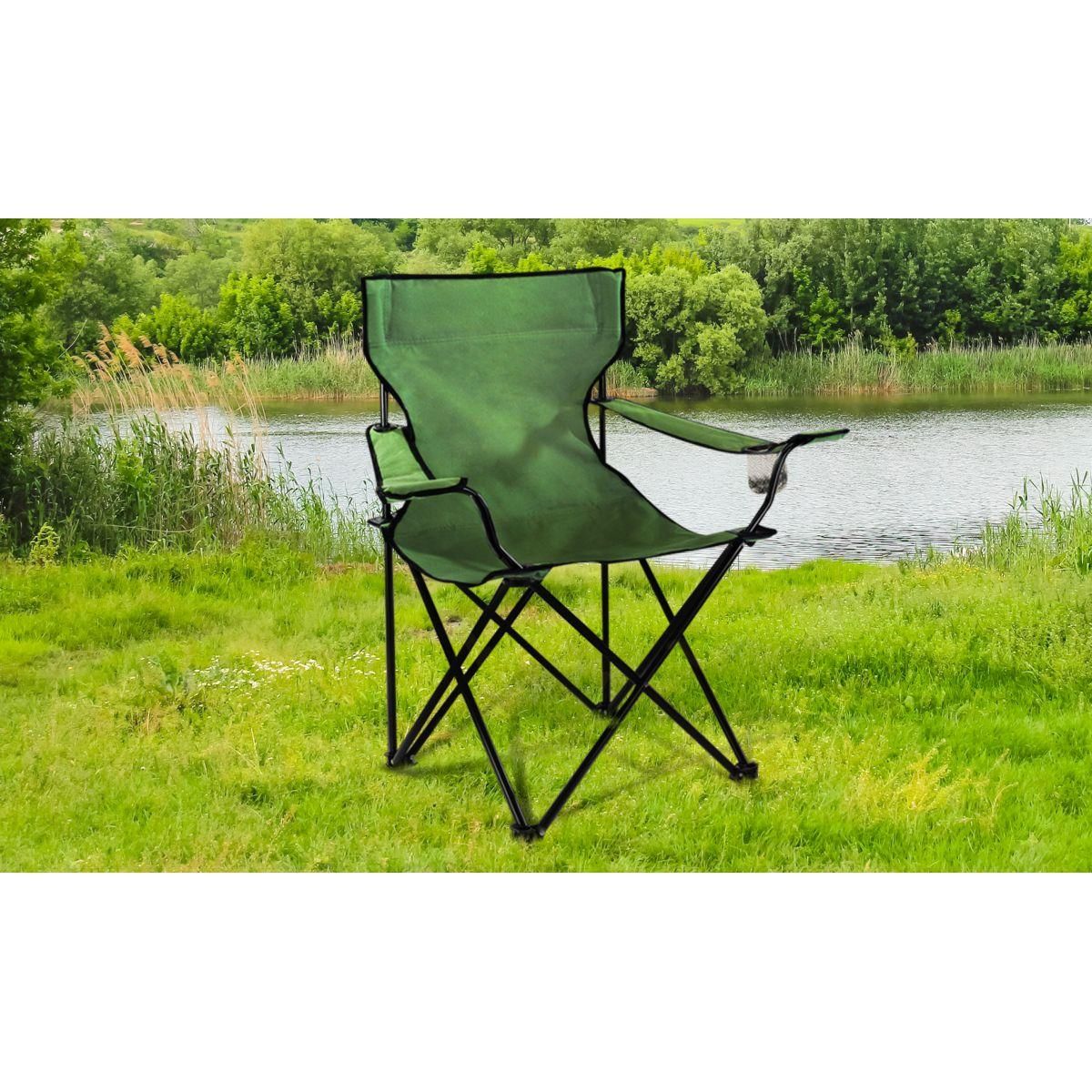 Garden Fauteuil de jardin de camping - Acier/Polyester - Vert