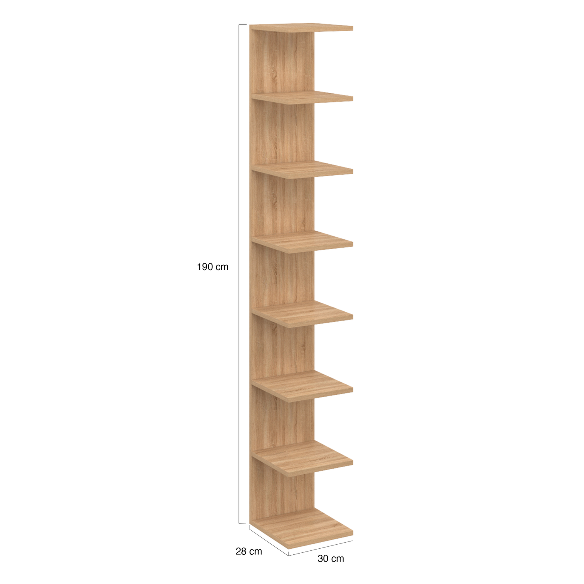 Voir la diapositive 5 : ID MARKET Etagère murale suspendue double position chiara 8 étagères façon hêtre 190 cm