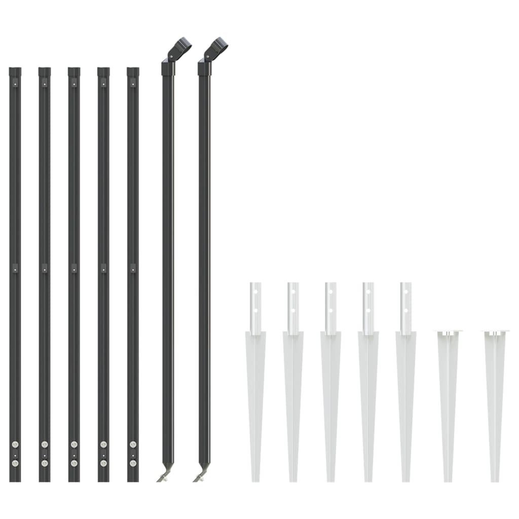 Voir la diapositive 3 : VIDAXL Cloture en treillis metallique et ancrage anthracite 0,8x10 m