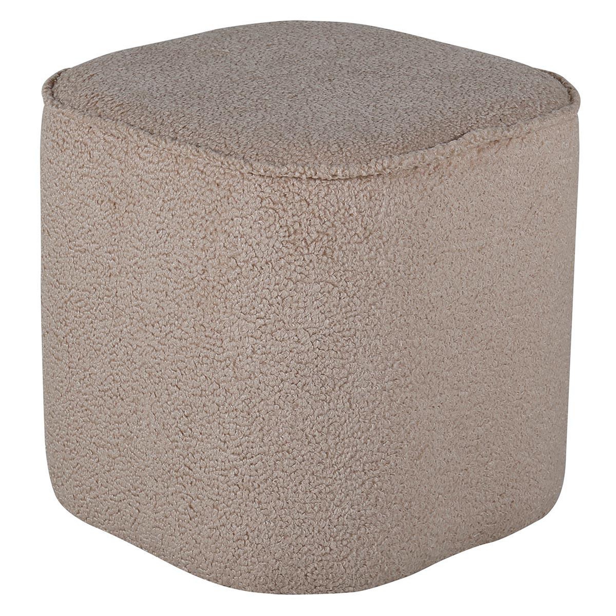 Paris Prix Pouf tissu bouclette  piff  44cm beige