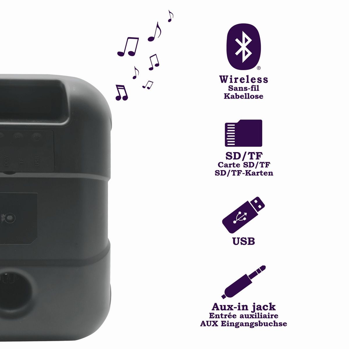 Lexibook Enceinte Bluetooth iParty avec micro et effets lumineux multicolores