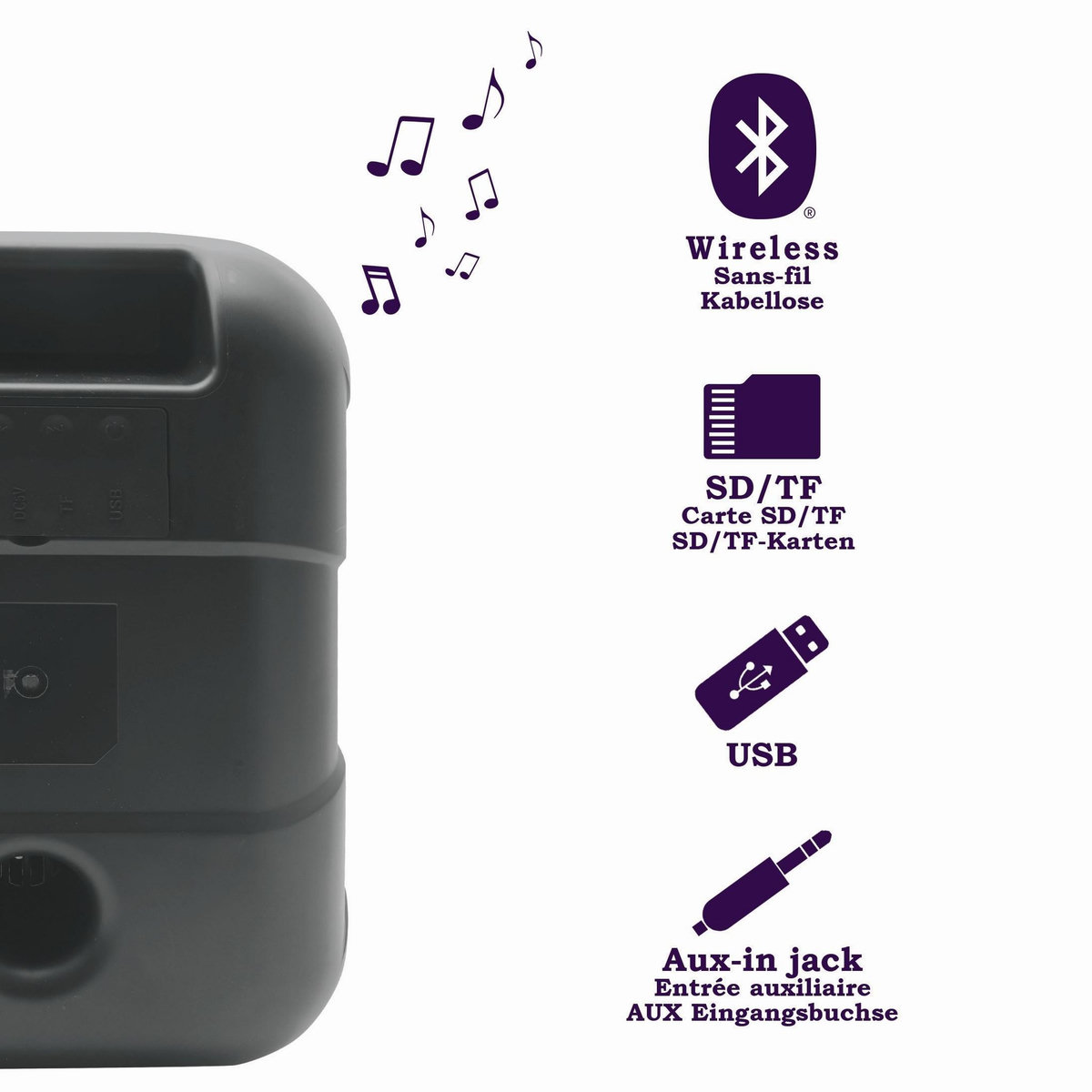 Lexibook Enceinte Bluetooth iParty avec micro et effets lumineux multicolores