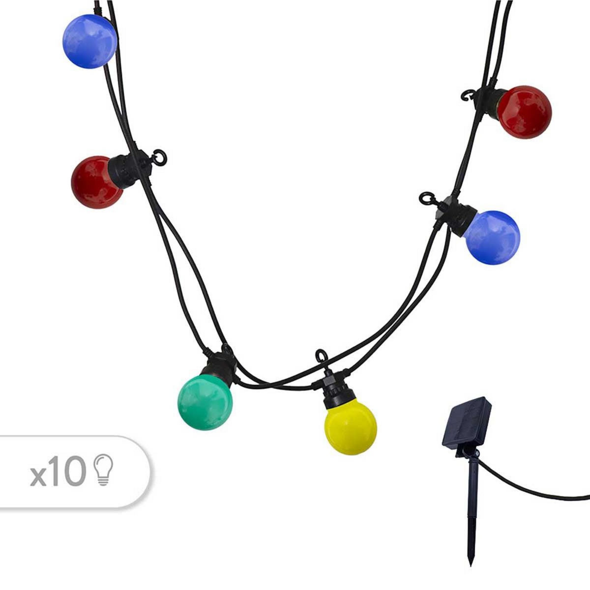 Lumisky Guirlande solaire 10 globes PARTY Multicolore Plastique 5.7 m