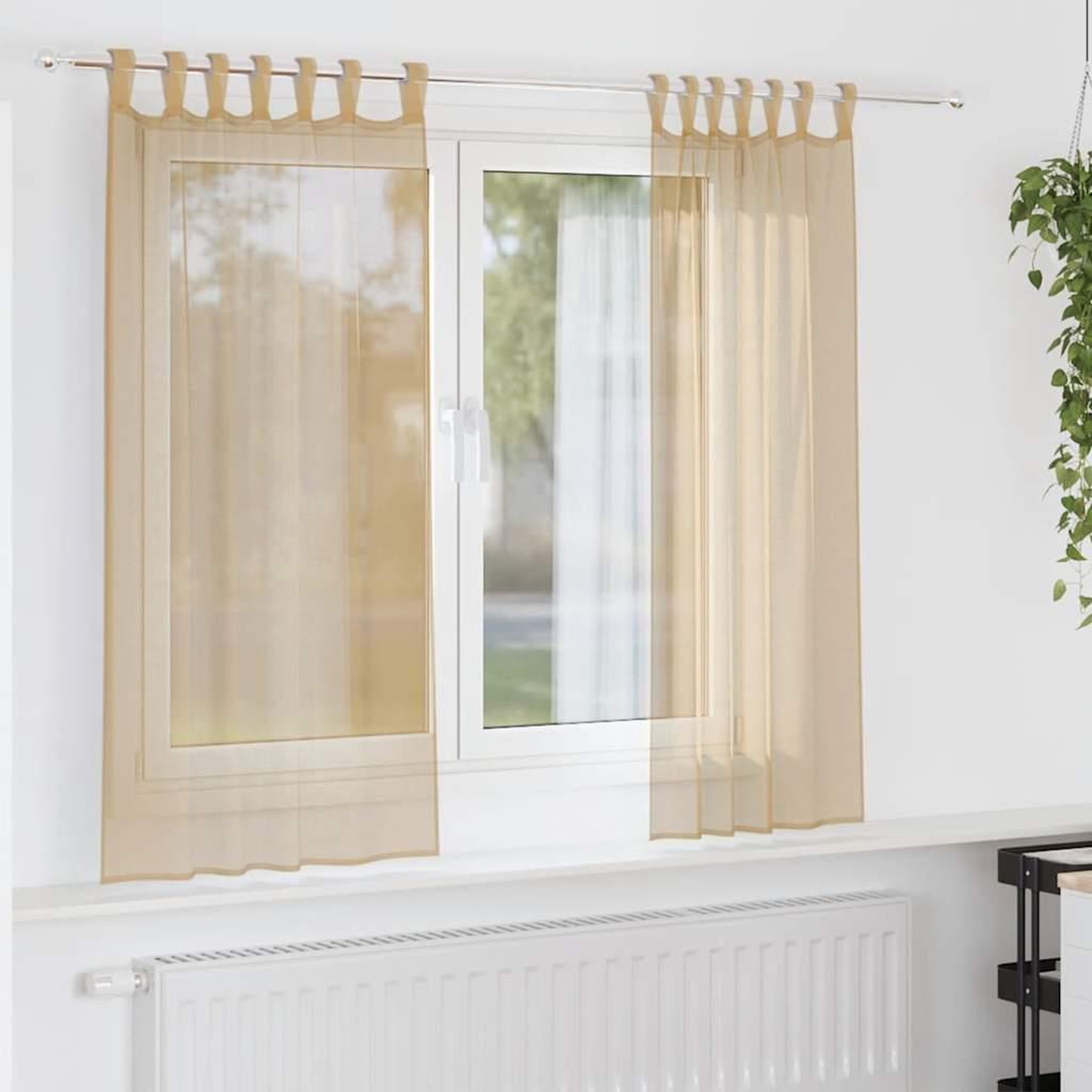 VIDAXL Rideaux en voile avec passe-tringles 2 pcs sable