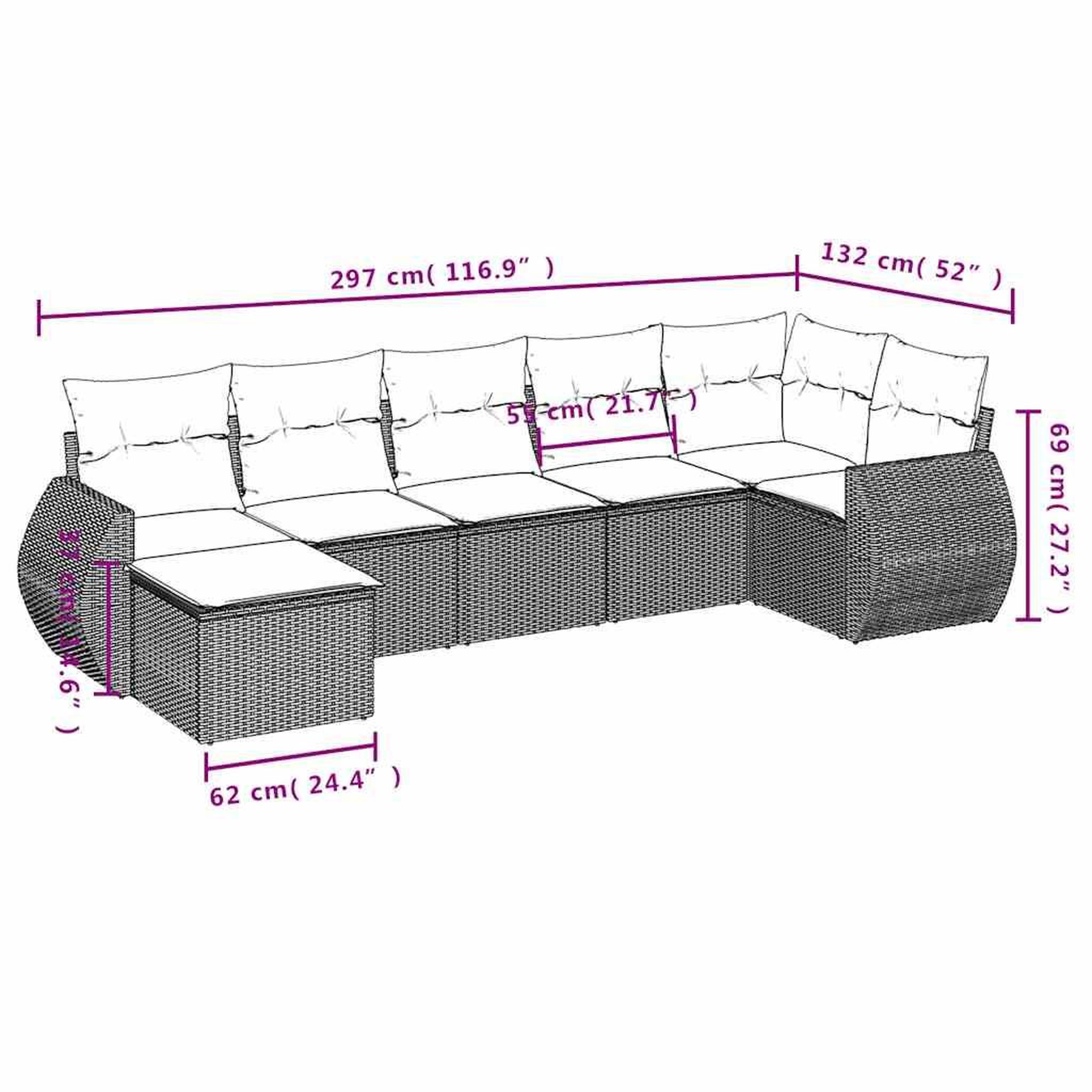 Voir la diapositive 6 : VIDAXL Salon de jardin avec coussins 7 pcs gris clair resine tressee