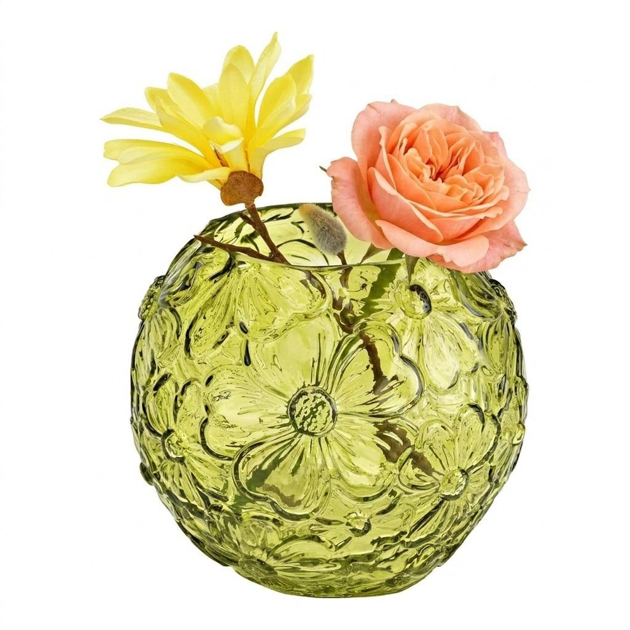 Voir la diapositive 3 : Eden Vase rond en verre transparent fleurs