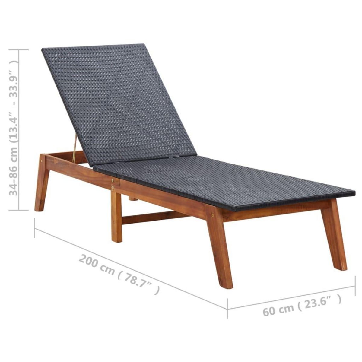 VIDAXL Chaise longue Resine tressee et bois d'acacia massif
