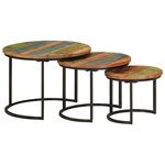 VIDAXL Tables gigognes 3 pcs bois massif de recuperation