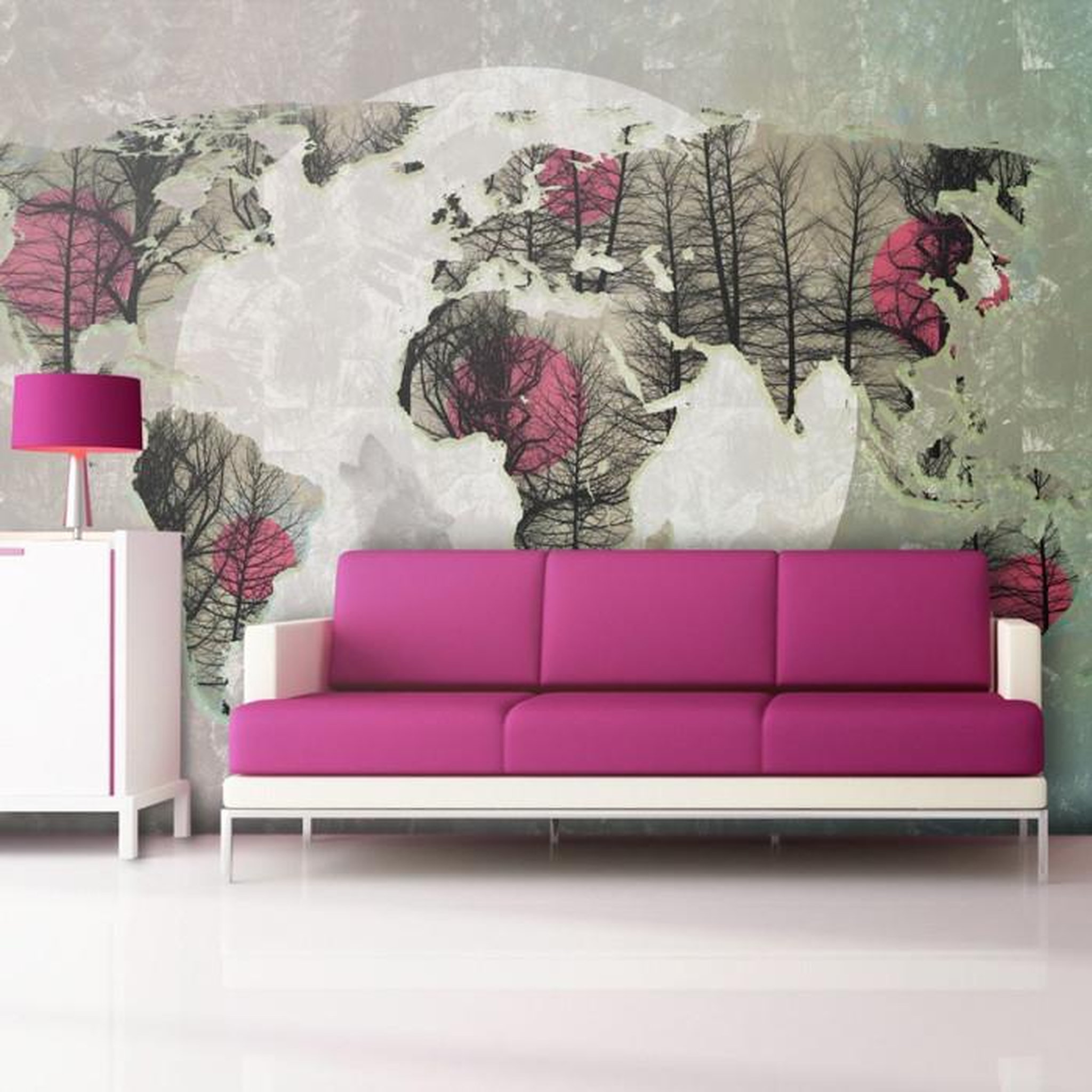 Paris Prix Papier Peint  Map of the World Howling To the Moon. Coloris disponibles : Multicolore