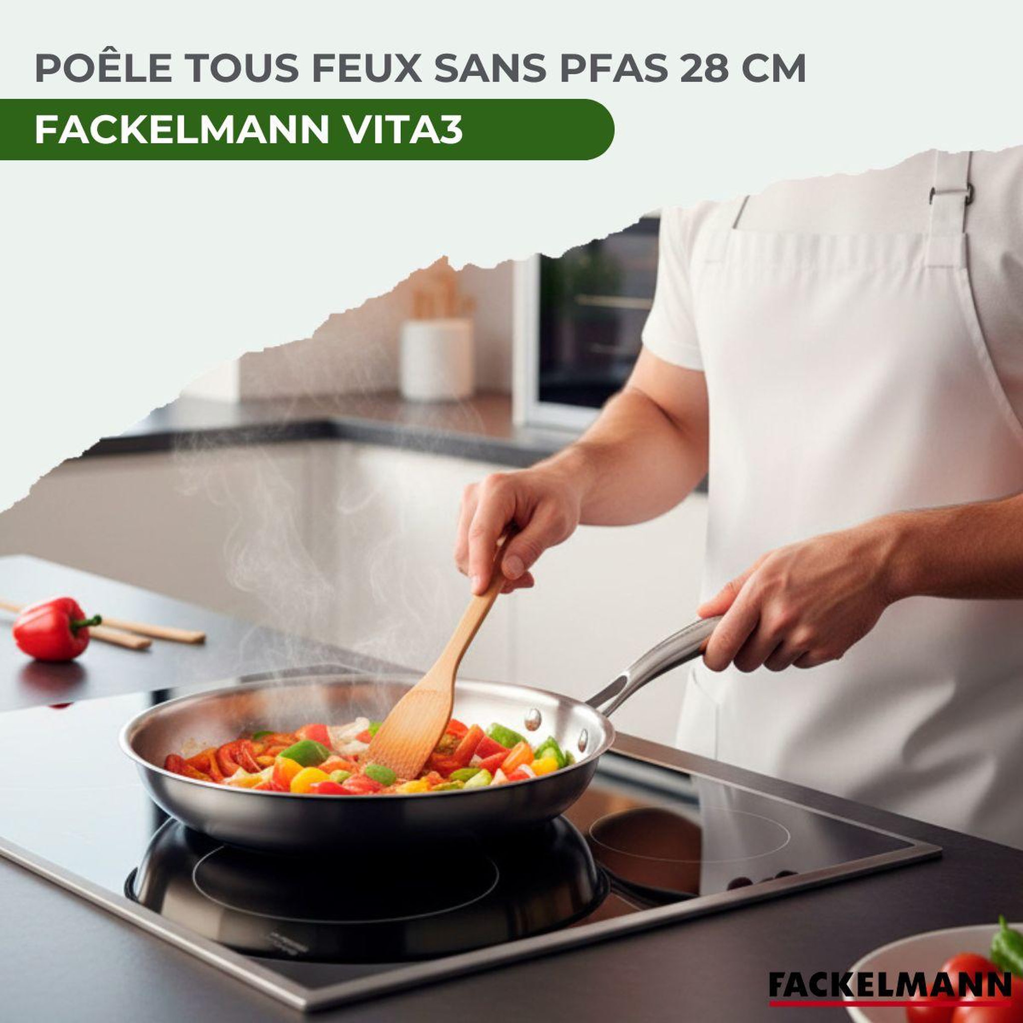 Voir la diapositive 2 : Fackelmann Poêle 28 cm en inox 18/10 triply fackelmann vita3