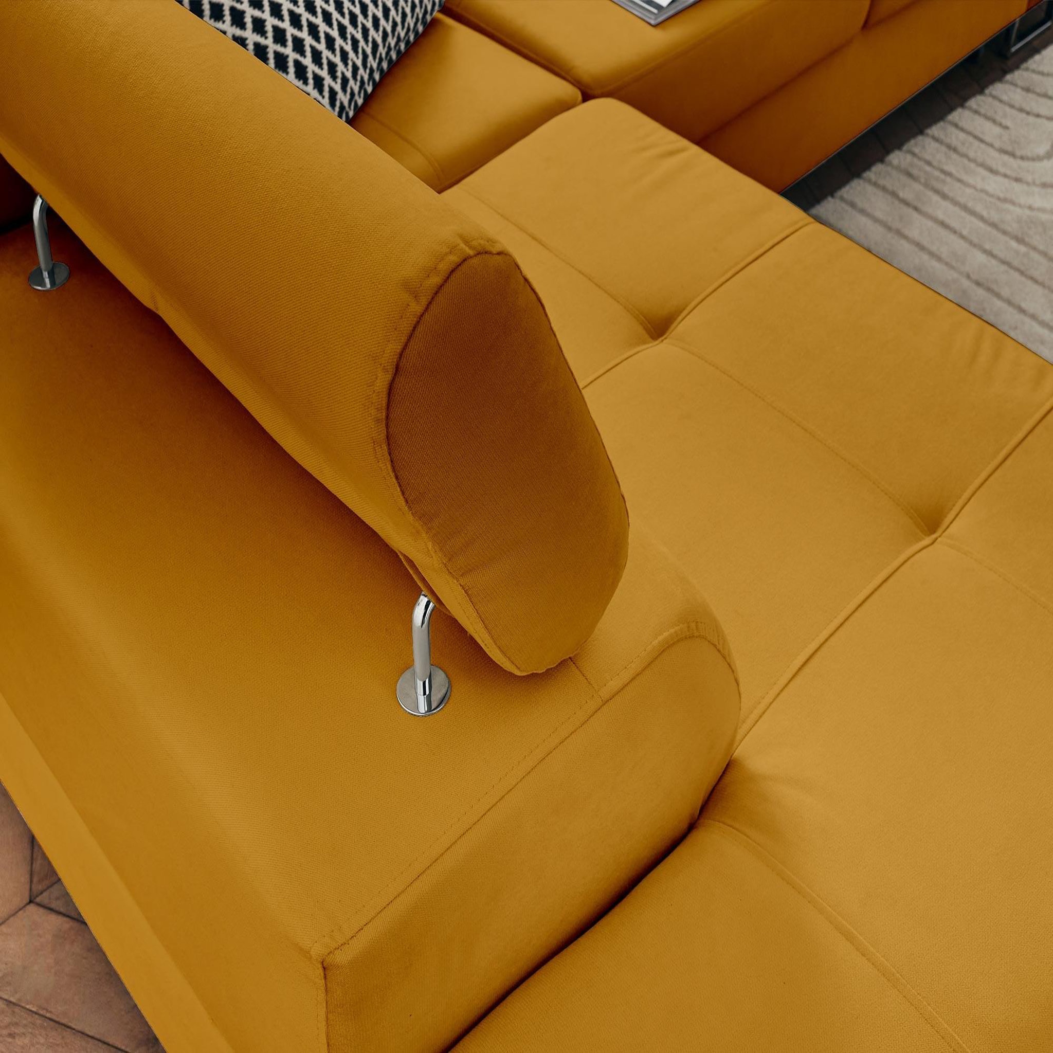 Voir la diapositive 4 : BEST MOBILIER Pablo - canapé d'angle gauche - 5 places - convertible avec coffre et têtières réglables - en velours