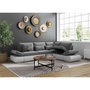 Voir la diapositive 2 : LOUNGITUDE Canapé d'angle réversible convertible SEVARA 4 places - PU blanc et tissu gris clair - Coffre de rangement - L267 x P200 x H90