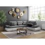 Voir la diapositive 2 : LOUNGITUDE Canapé d'angle réversible convertible SEVARA 4 places - PU blanc et tissu gris clair - Coffre de rangement - L267 x P200 x H90