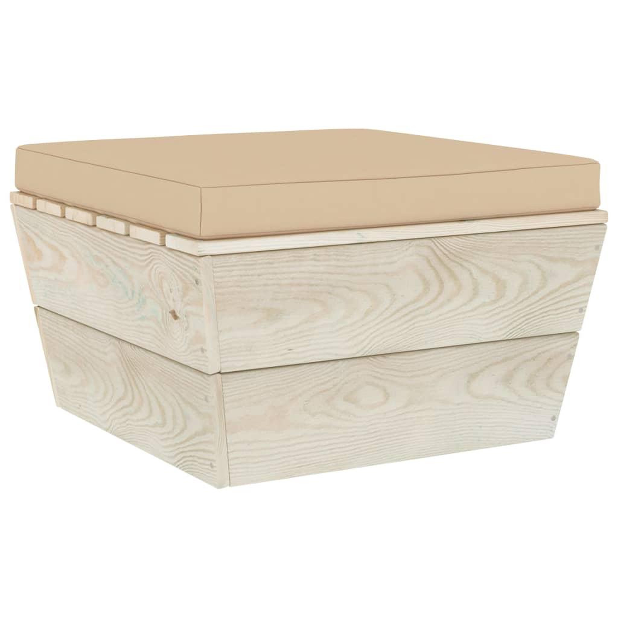 Voir la diapositive 2 : VIDAXL Repose-pied palette de jardin avec coussin Epicea impregne