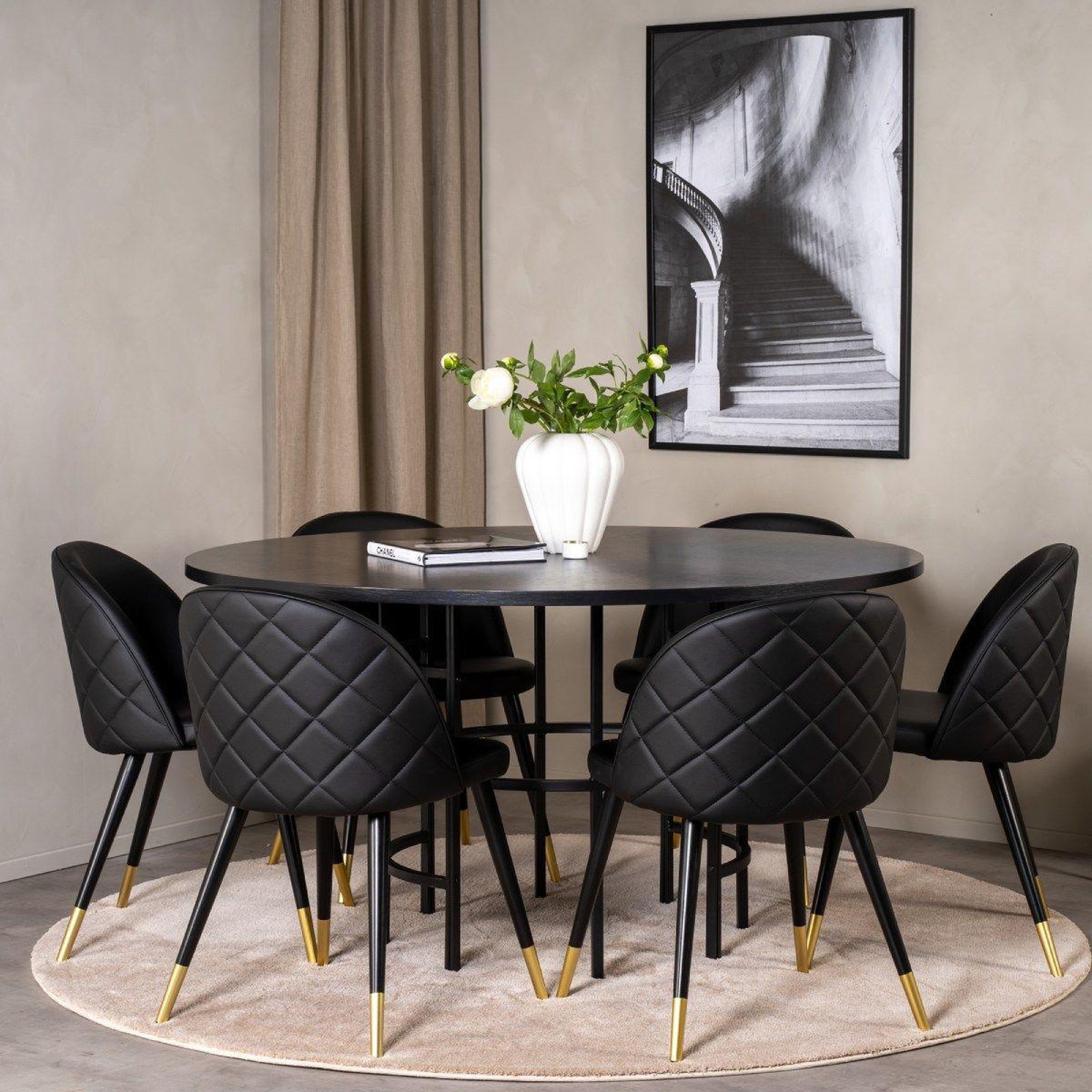 Voir la diapositive 5 : Paris Prix Table à manger ronde  copenhagen  140cm noir
