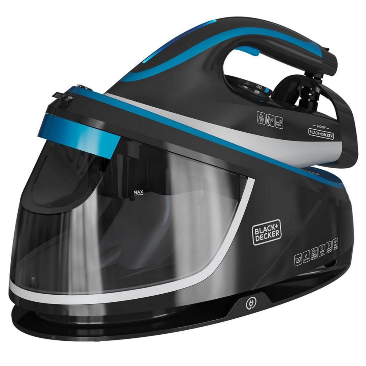 Black et Decker Centrale vapeur 3bars 120gr/min autonomie illimitée noir/bleu - BXSS2401E