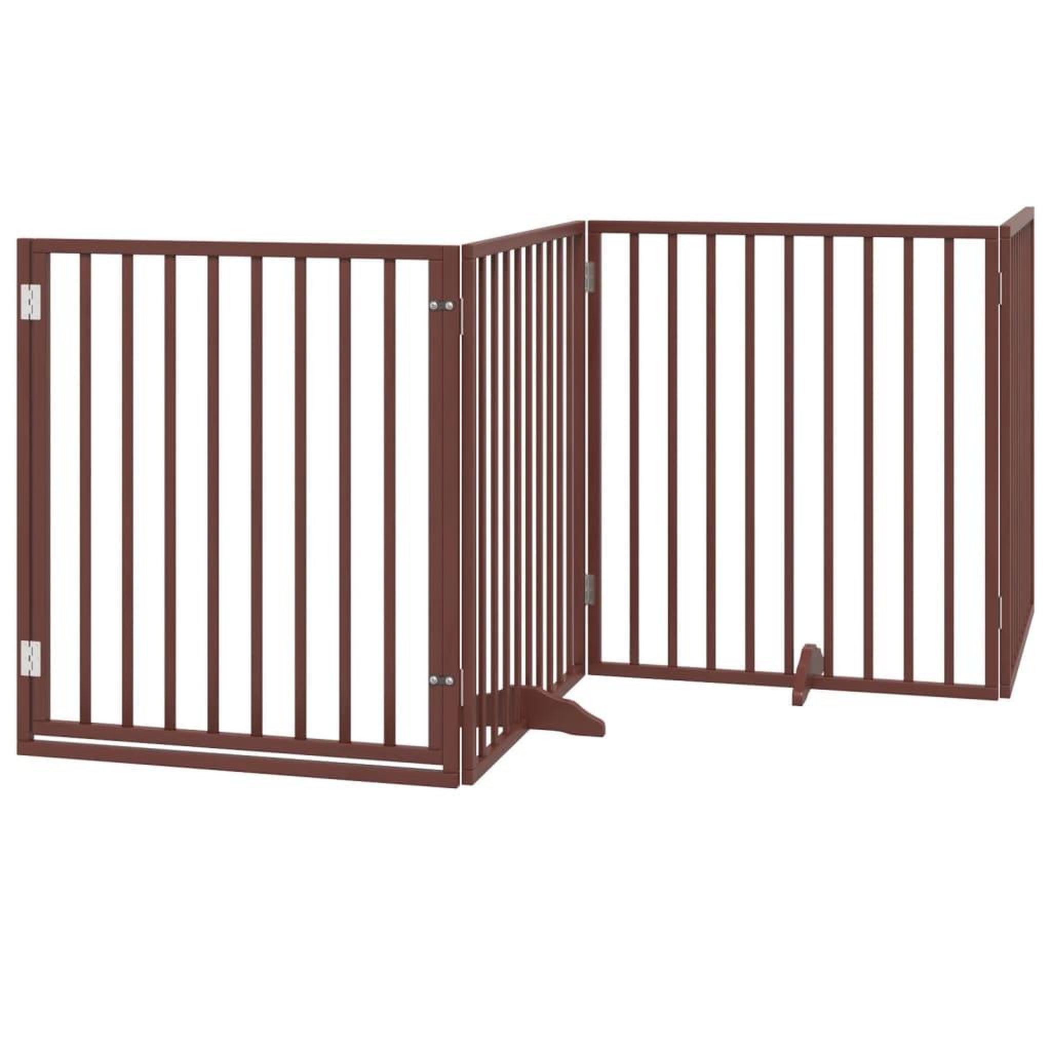 Voir la diapositive 2 : VIDAXL Barriere pour chiens avec porte 4 panneaux bois de peuplier