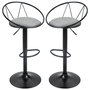 Voir la diapositive 1 : HOMCOM Lot de 2 tabourets de bar design néo-rétro réglable pivotant avec repose-pied métal noir lin gris