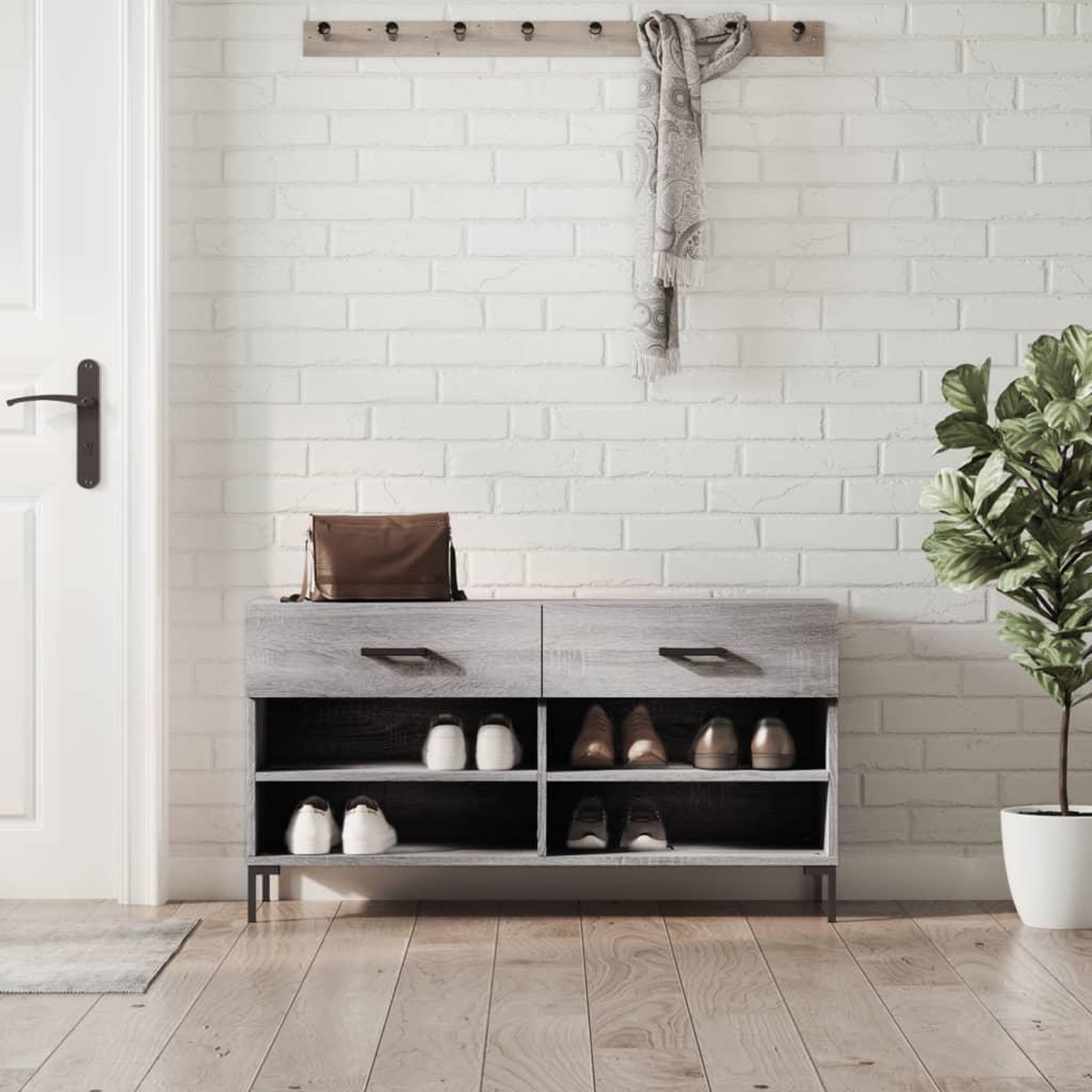 VIDAXL Banc a chaussures sonoma gris 102x35x55 cm bois d'ingenierie