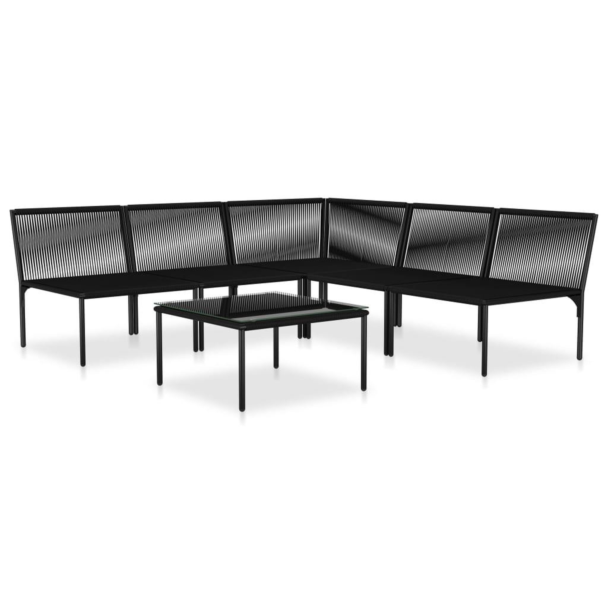 Voir la diapositive 3 : VIDAXL Salon de jardin 6 pcs avec coussins Noir PVC