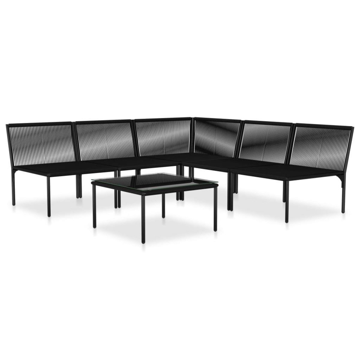 VIDAXL Salon de jardin 6 pcs avec coussins Noir PVC