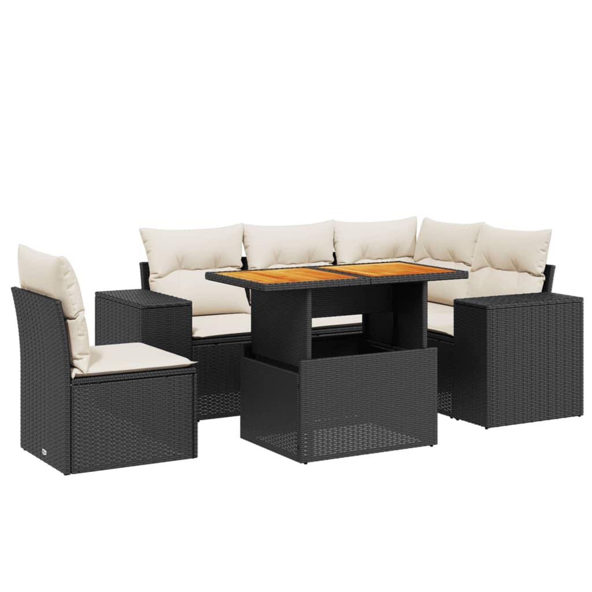 Voir la diapositive 2 : VIDAXL Salon de jardin 6 pcs avec coussins noir resine tressee