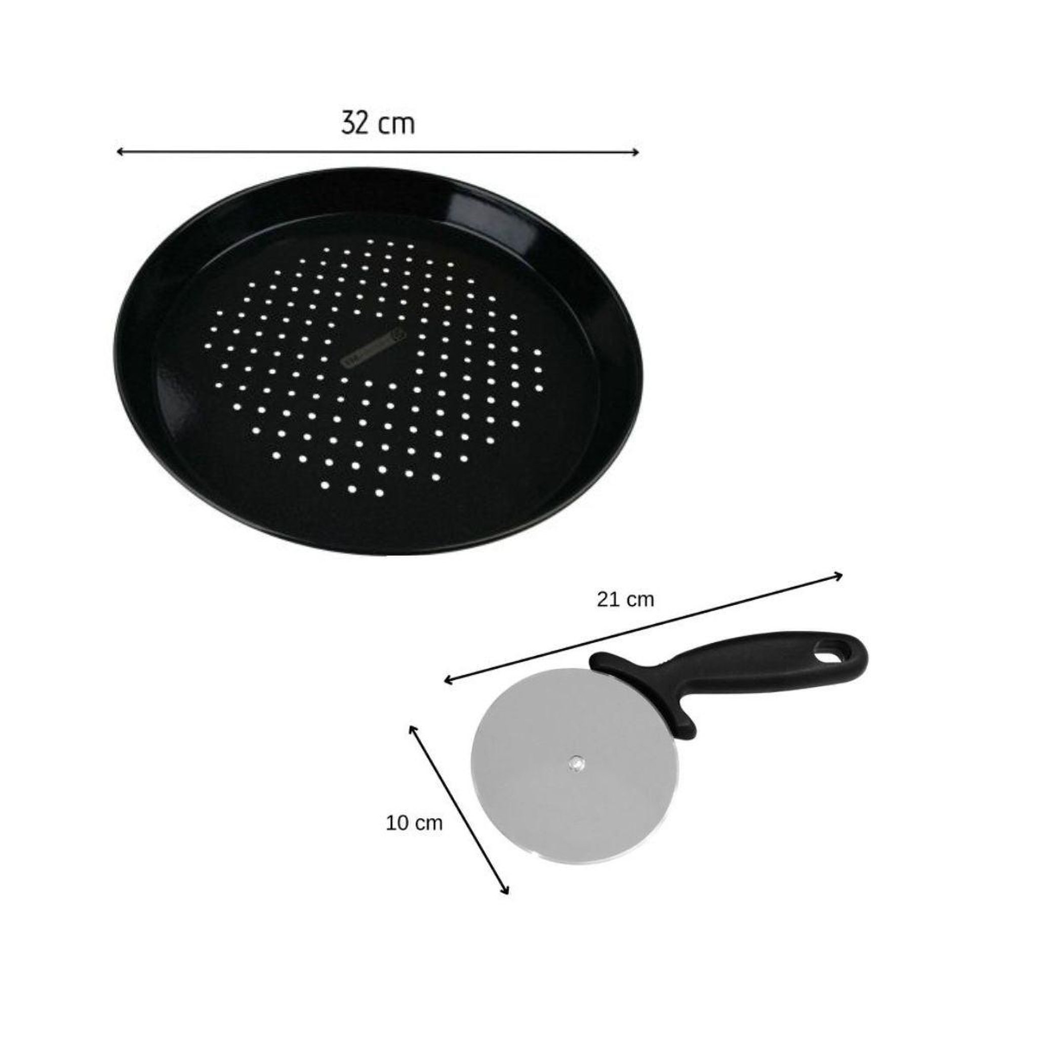Voir la diapositive 3 : FM PROFESSIONAL Ensemble plaque à pizza perforée 32 cm et roulette fm professionnal