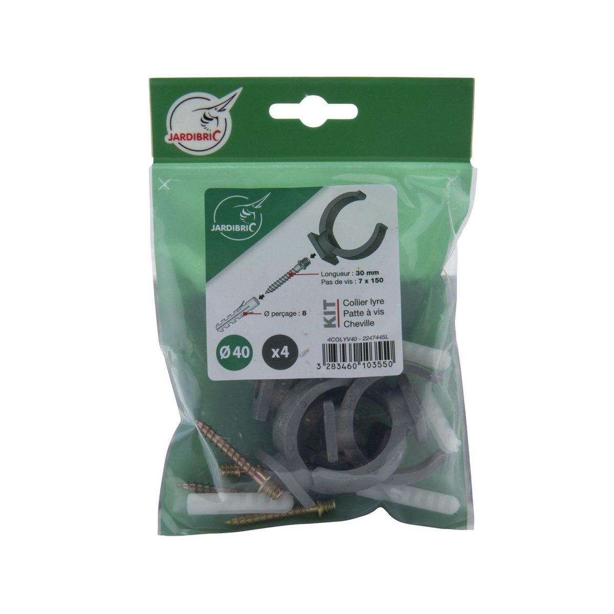 Jardibric Sachet de 4 colliers lyre avec vis ø40