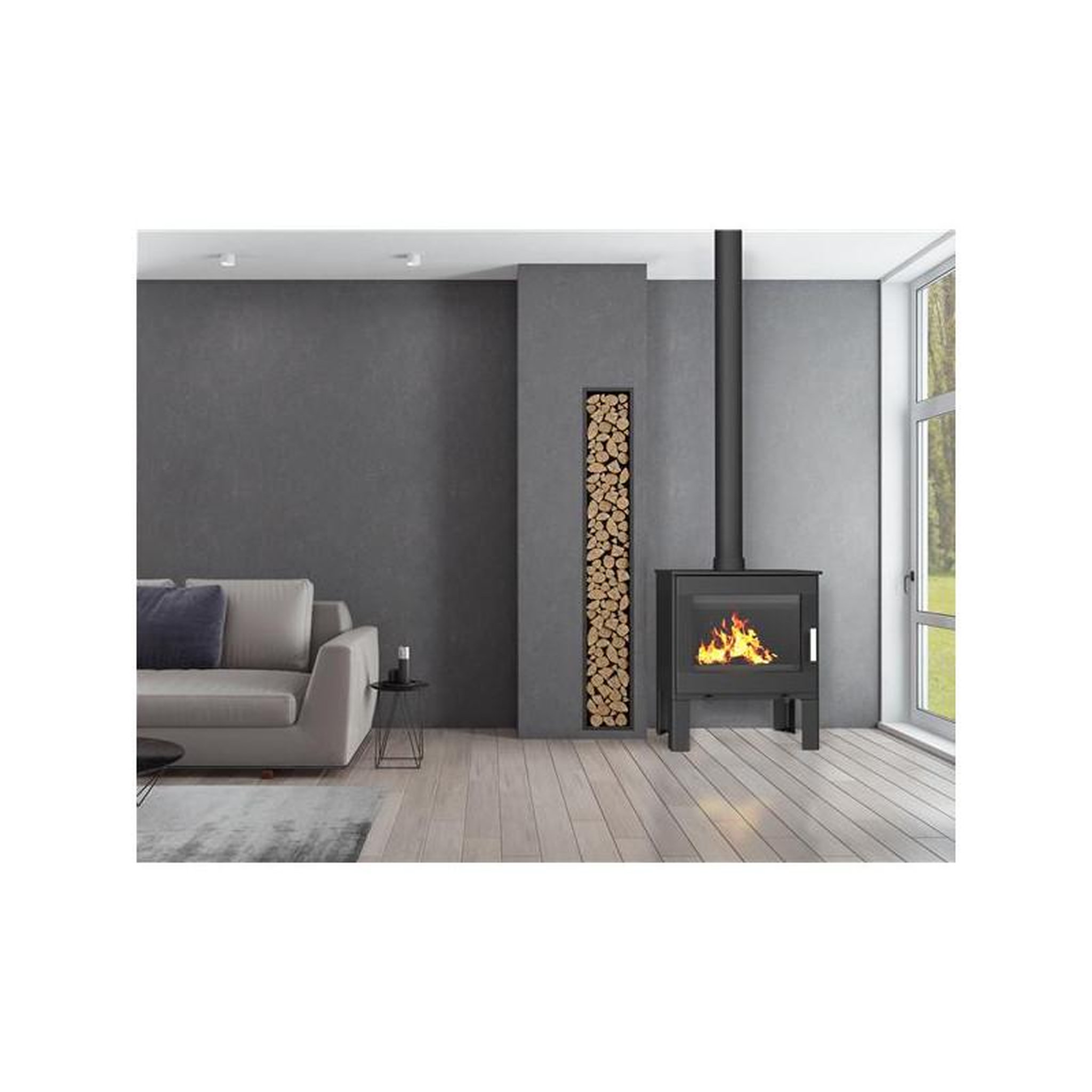 Voir la diapositive 4 : Supra Poêle à bois fonte 8.7kw noir - fr9016140b