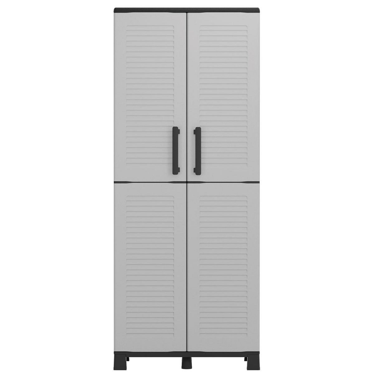 INTEC Armoire de rangement 2 portes 4 Etagères Grise 68 x 37 x H169 cm 4 pieds INTEC